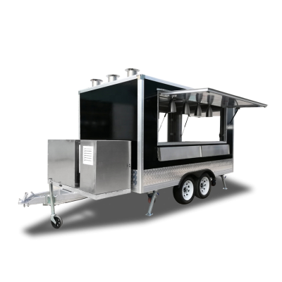 UKUNG square trailer mobile food truck hot dog cart customized hamburg mobile kitchen trailer with griddle and fryer